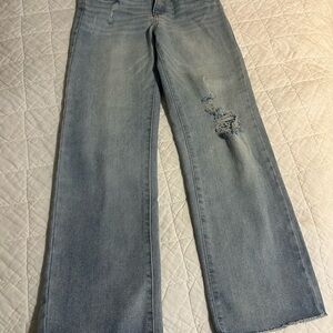 Levi's Blue Flare Wide Leg Jeans Distressed